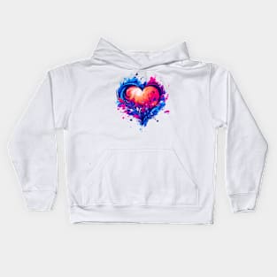 Heart Nouveau Design (Blue, Pink) Kids Hoodie